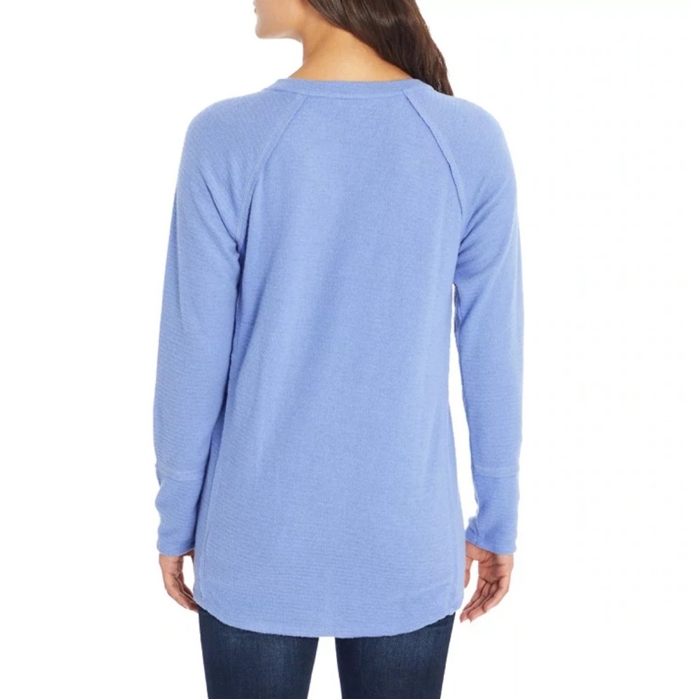 Wildfox Women's Long Sleeve V-Neck Haley Brushed Sweater Waffle Top size L - Picture 3 of 6